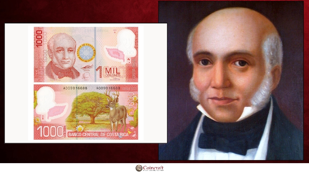 Costa Rica colones Honouring Braulio Carrillo Colina (1800-1845) - Coincraft
